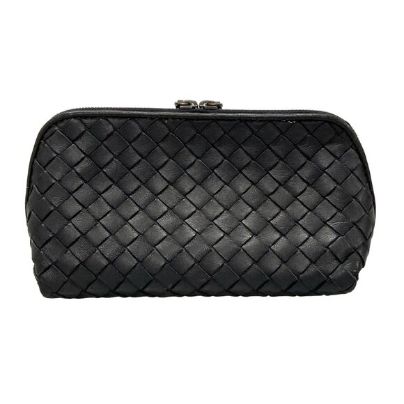 Auth BOTTEGA VENETA Intrecciato - Black Leather B********* Pouch - Picture 3 of 9